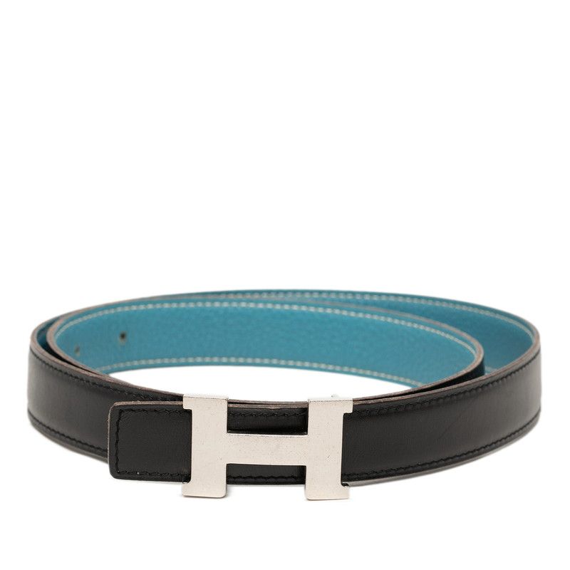 Hermes Constance 80 Black Blue Leather Belt