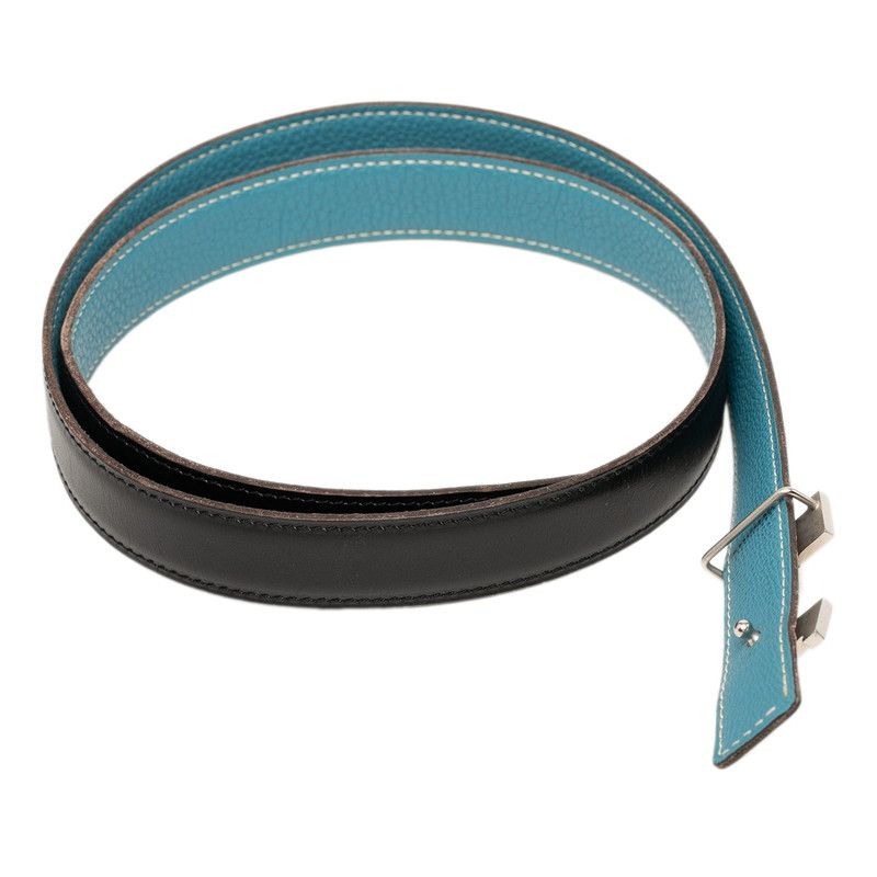 Hermes Constance 80 Black Blue Leather Belt