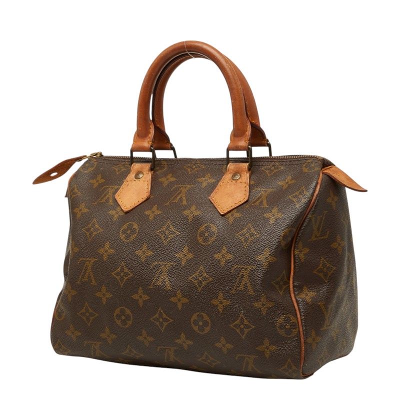 Louis Vuitton Monogram Speedy 25 Handbag Brown Leather