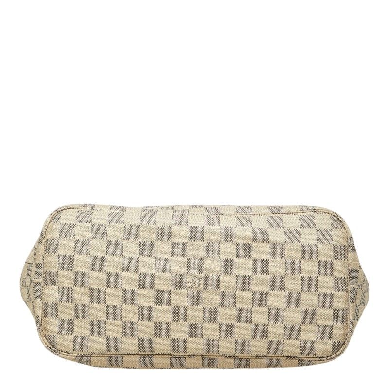 Louis Vuitton Damier Azur Neverfull MM Tote Bag White Leather