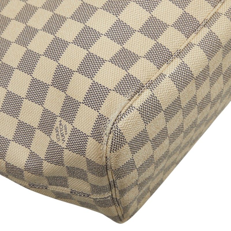 Louis Vuitton Damier Azur Neverfull MM Tote Bag White Leather