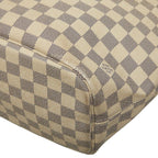 Louis Vuitton Damier Azur Neverfull MM Tote Bag White Leather