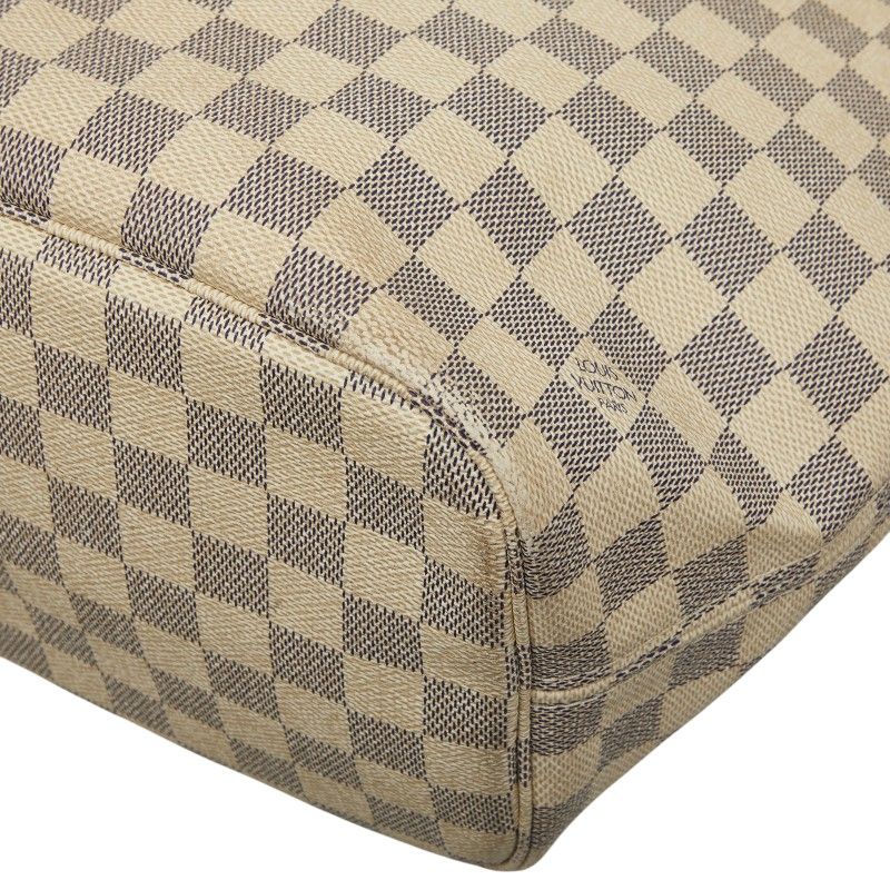 Louis Vuitton Damier Azur Neverfull MM Tote Bag White Leather