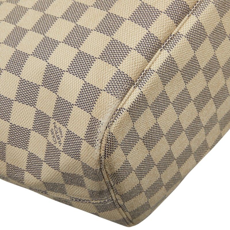 Louis Vuitton Damier Azur Neverfull MM Tote Bag White Leather
