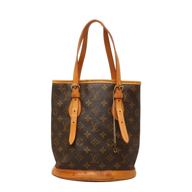 Louis Vuitton Monogram Bucket PM Shoulder Bag Brown Leather