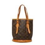 Louis Vuitton Monogram Bucket PM Shoulder Bag Brown Leather