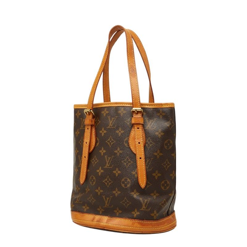 Louis Vuitton Monogram Bucket PM Shoulder Bag Brown Leather
