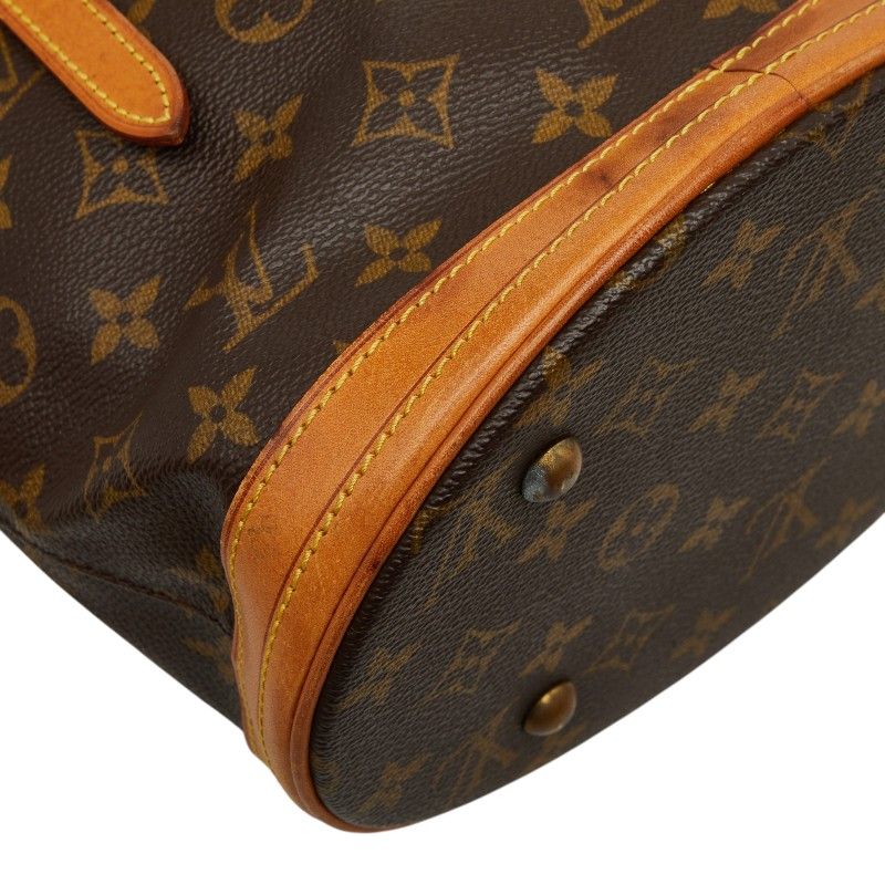 Louis Vuitton Monogram Bucket PM Shoulder Bag Brown Leather