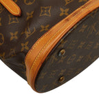 Louis Vuitton Monogram Bucket PM Shoulder Bag Brown Leather