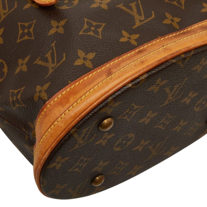 Louis Vuitton Monogram Bucket PM Shoulder Bag Brown Leather