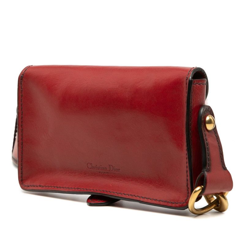Dior D-bee Crossbody Shoulder Bag Red Leather