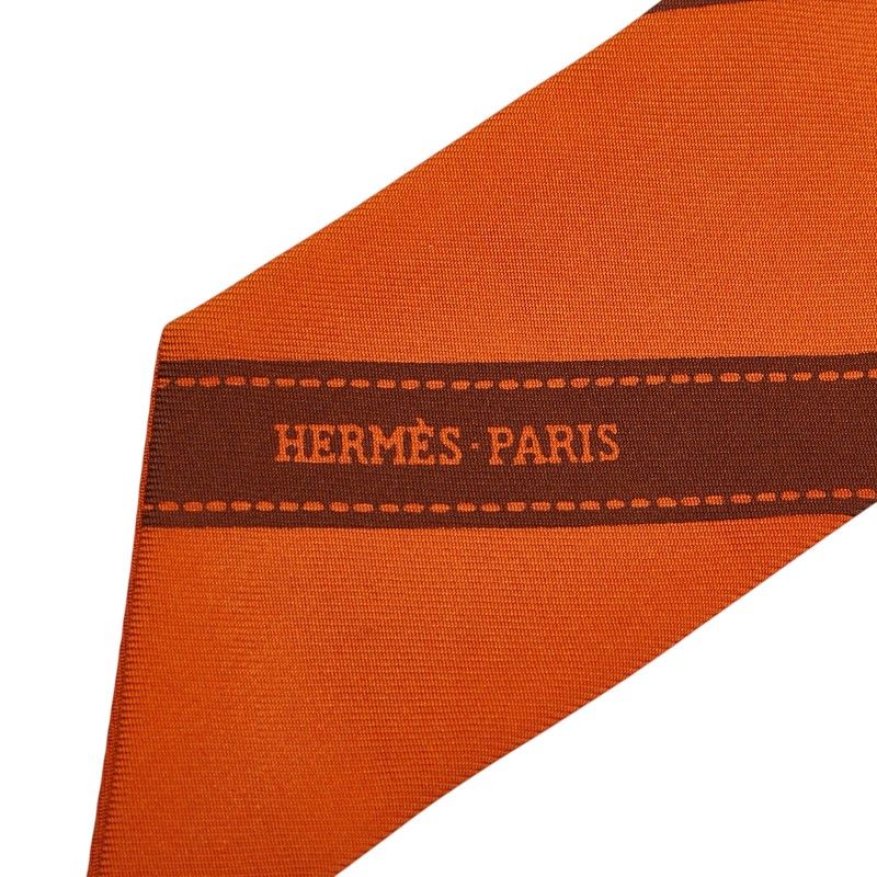 Hermes Twilly Bolduc Scarf Orange Silk