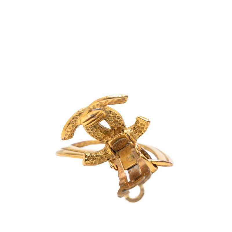 Chanel CC Logo Vintage Teardrop Earrings 96 Gold Plated