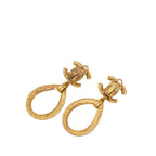 Chanel CC Logo Vintage Teardrop Earrings 96 Gold Plated