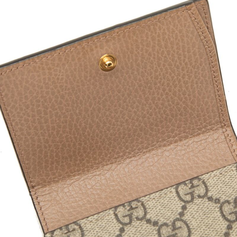 Gucci GG Supreme Marmont Bifold Wallet Beige Brown Leather