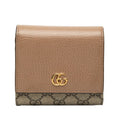 Gucci GG Supreme Marmont Bifold Wallet Beige Brown Leather