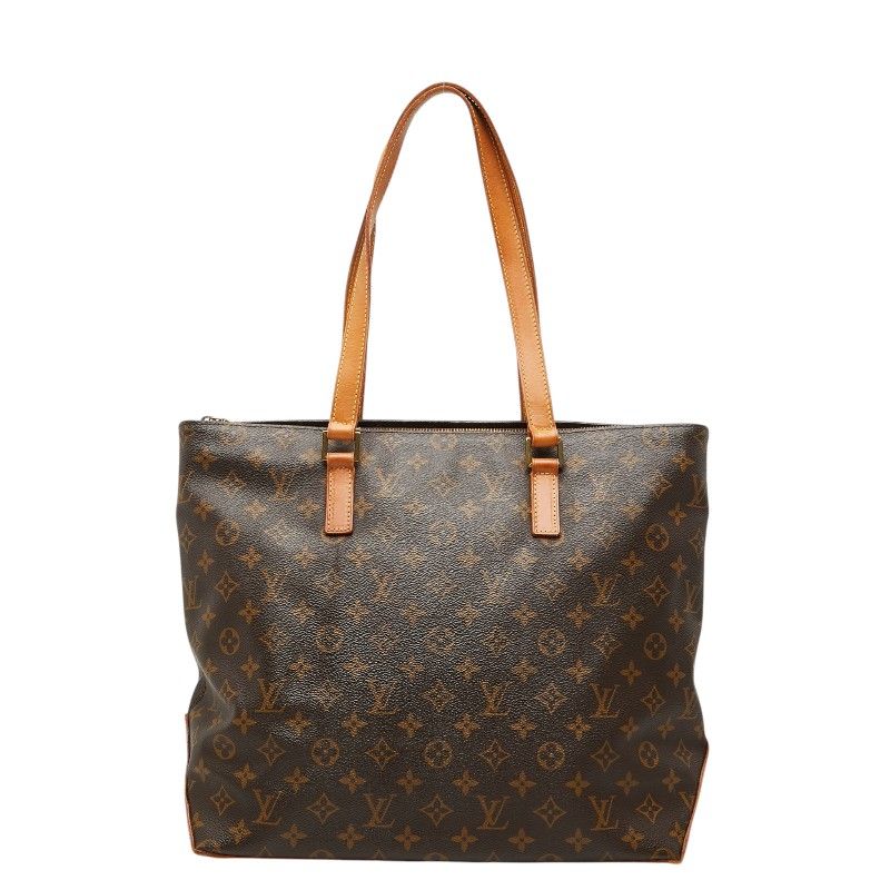 Louis Vuitton Monogram Cabas Mezzo Tote Shoulder Bag Brown Leather