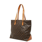 Louis Vuitton Monogram Cabas Mezzo Tote Shoulder Bag Brown Leather