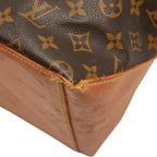 Louis Vuitton Monogram Cabas Mezzo Tote Shoulder Bag Brown Leather