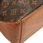 Louis Vuitton Monogram Cabas Mezzo Tote Shoulder Bag Brown Leather
