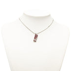 Dior Trotter Plate Necklace Silver Red Metal