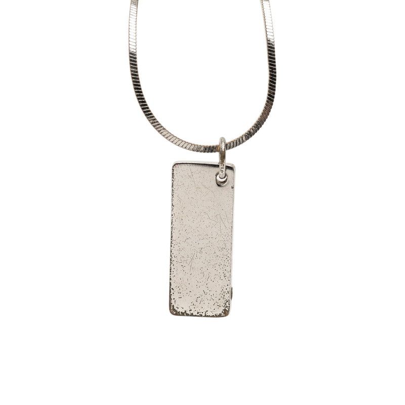 Dior Trotter Plate Necklace Silver Red Metal