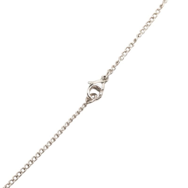 Chanel CC Logo Christmas Tree Motif Necklace Silver White Metal