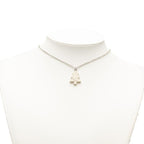 Chanel CC Logo Christmas Tree Motif Necklace Silver White Metal