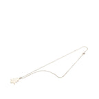 Chanel CC Logo Christmas Tree Motif Necklace Silver White Metal