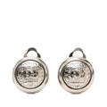 Chanel CC Logo Round Earrings Silver Metal