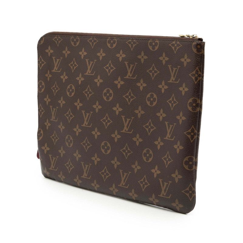 Louis Vuitton Monogram Etui Voyage GM Clutch Brown Fuchsia