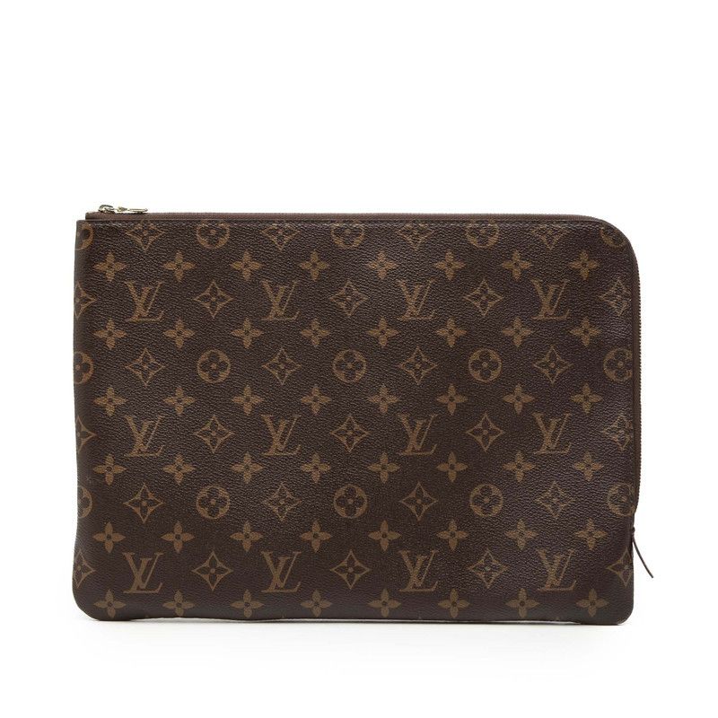 Louis Vuitton Monogram Etui Voyage GM Clutch Brown Fuchsia