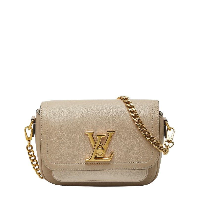 Louis Vuitton Lockme TenChain 2-Way Shoulder Bag Gray Beige Leather