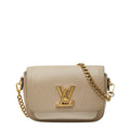 Louis Vuitton Lockme TenChain 2-Way Shoulder Bag Gray Beige Leather