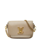 Louis Vuitton Lockme TenChain 2-Way Shoulder Bag Gray Beige Leather