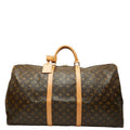 Louis Vuitton Monogram Keepall Bandouliere 60 Boston Bag 2-Way Brown Leather