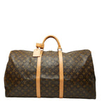 Louis Vuitton Monogram Keepall Bandouliere 60 Boston Bag 2-Way Brown Leather