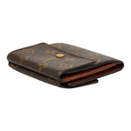 Louis Vuitton Monogram Portefeuille Elise Trifold Wallet Hook Brown Leather