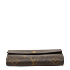 Louis Vuitton Monogram Portefeuille Elise Trifold Wallet Hook Brown Leather
