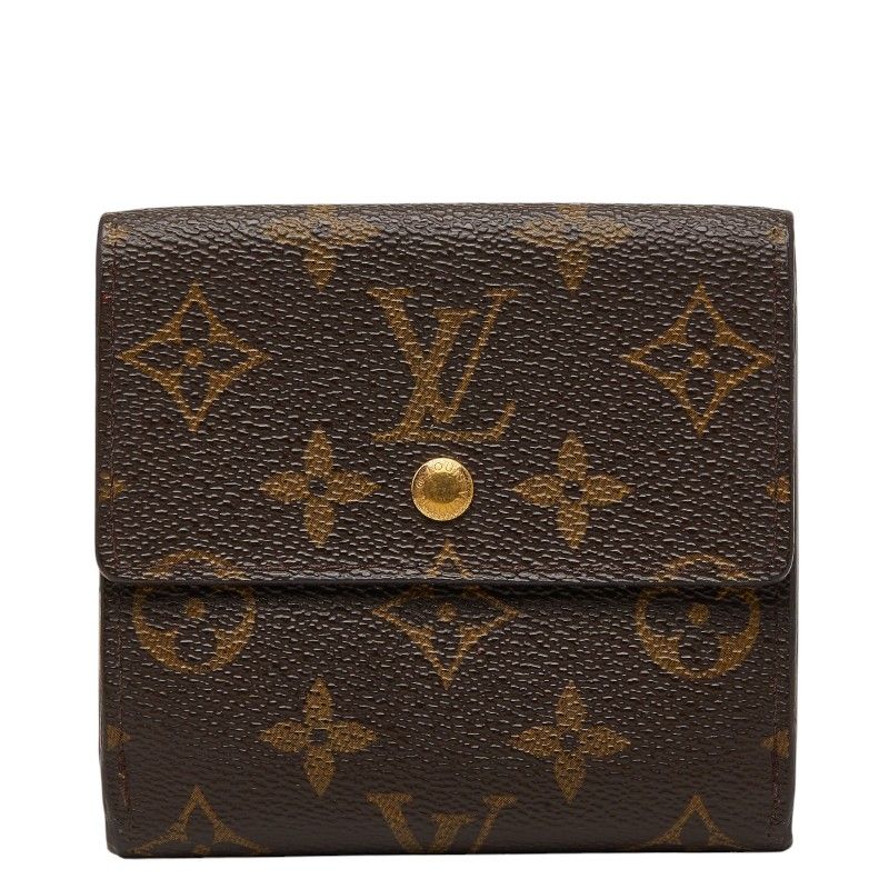 Louis Vuitton Monogram Portefeuille Elise Trifold Wallet Hook Brown Leather