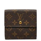 Louis Vuitton Monogram Portefeuille Elise Trifold Wallet Hook Brown Leather