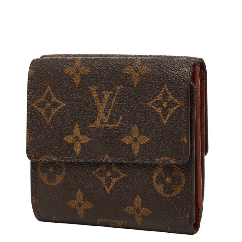 Louis Vuitton Monogram Portefeuille Elise Trifold Wallet Hook Brown Leather