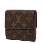 Louis Vuitton Monogram Portefeuille Elise Trifold Wallet Hook Brown Leather