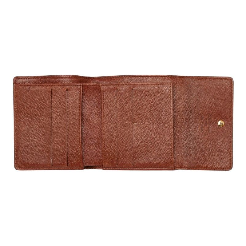 Louis Vuitton Monogram Portefeuille Elise Trifold Wallet Hook Brown Leather