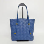 Bottega Veneta Intrecciato Tote Bag Leather Blue Gold Vintage — view 3