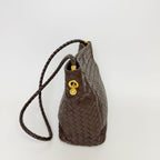 Bottega Veneta Intrecciato Shoulder Bag Leather Brown Gold Vintage — view 6