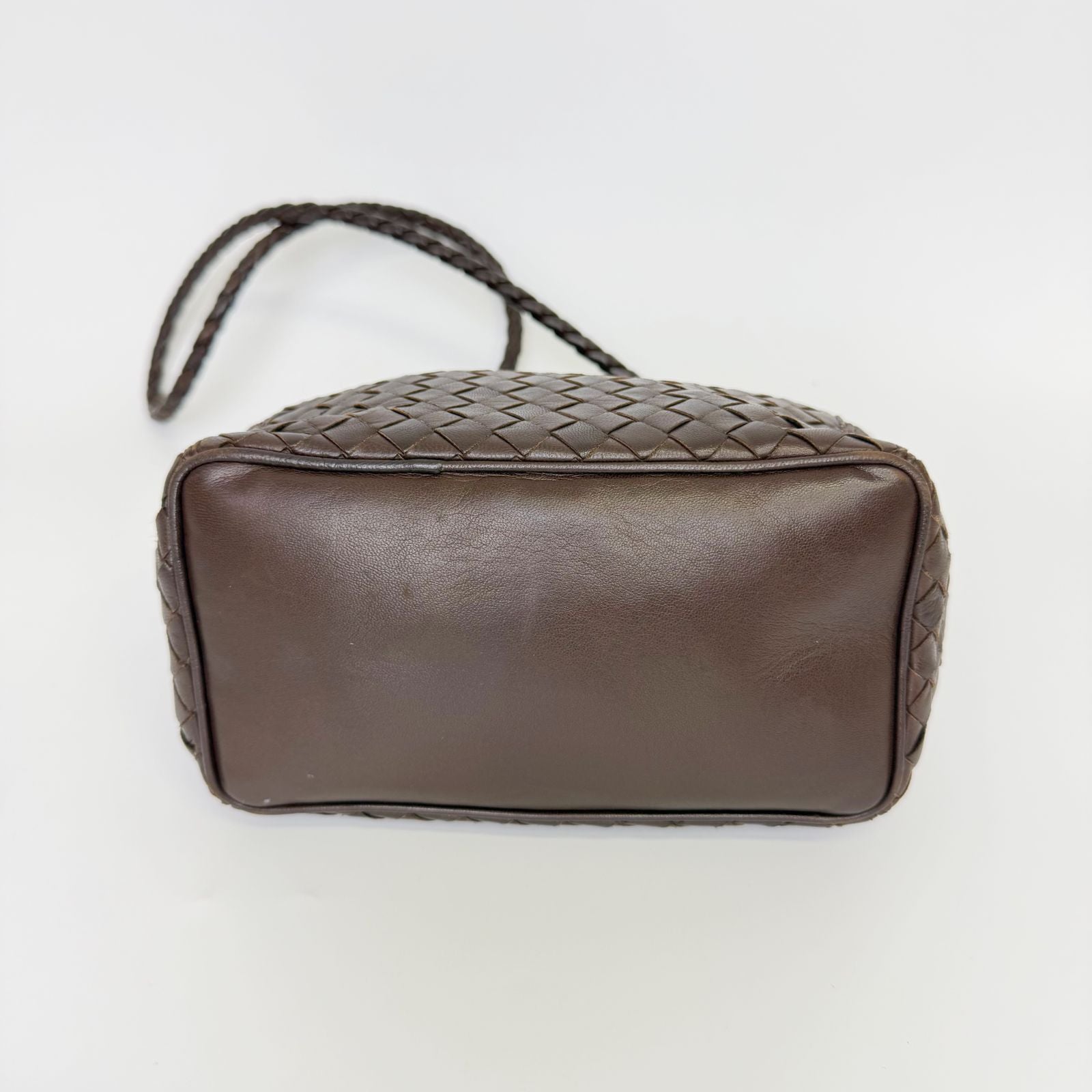 Bottega Veneta Intrecciato Shoulder Bag Leather Brown Gold Vintage — view 8