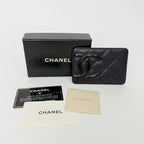 Chanel CC Logo Quilted Card Case Leather Black Vintage
