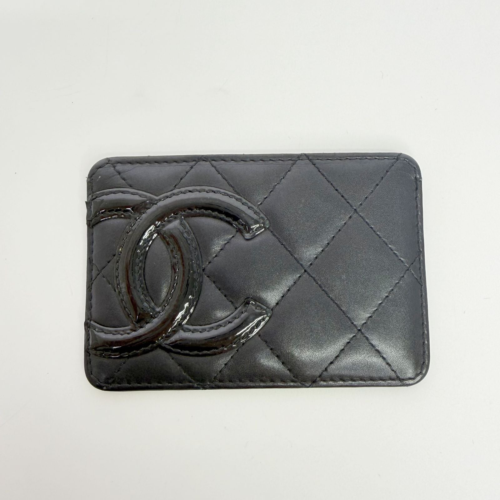 Chanel CC Logo Quilted Card Case Leather Black Vintage — view 2