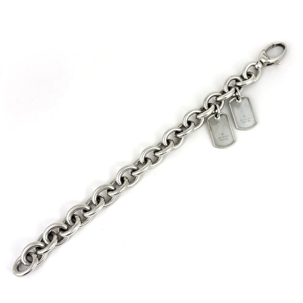 Gucci Dog Tag Chain Bracelet Plate Logo 925 Sterling Silver — view 2